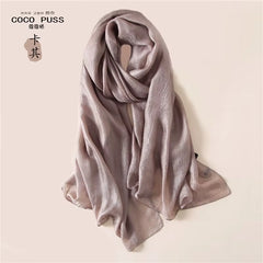 2023 Luxury Brand Women Fashion Scarf Plain Solid Silk Linen Shawls Scarves Summer Lady Bandanas Pashmina Foulard Hijab 180*90Cm