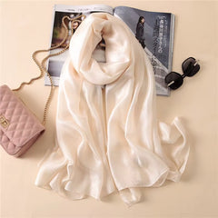 2023 Luxury Brand Women Fashion Scarf Plain Solid Silk Linen Shawls Scarves Summer Lady Bandanas Pashmina Foulard Hijab 180*90Cm