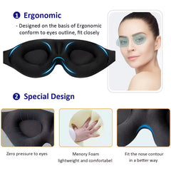 Eye Mask for Sleeping 3D Contoured Cup Blindfold Concave Molded Night Sleep Mask Block Out Light with Women Men with Earplugs