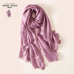 2023 Luxury Brand Women Fashion Scarf Plain Solid Silk Linen Shawls Scarves Summer Lady Bandanas Pashmina Foulard Hijab 180*90Cm