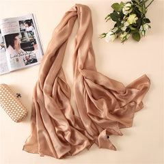 2023 Luxury Brand Women Fashion Scarf Plain Solid Silk Linen Shawls Scarves Summer Lady Bandanas Pashmina Foulard Hijab 180*90Cm