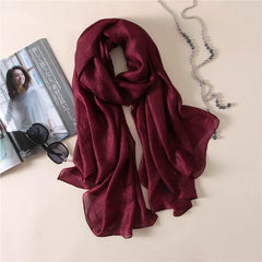 2023 Luxury Brand Women Fashion Scarf Plain Solid Silk Linen Shawls Scarves Summer Lady Bandanas Pashmina Foulard Hijab 180*90Cm