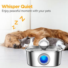 Stainless Steel Pet Fountain, Silent Pump Design Pet Feeder, Water Dispenser for Cats & Dogs, Cat Water Fountain