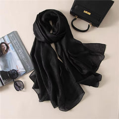 2023 Luxury Brand Women Fashion Scarf Plain Solid Silk Linen Shawls Scarves Summer Lady Bandanas Pashmina Foulard Hijab 180*90Cm